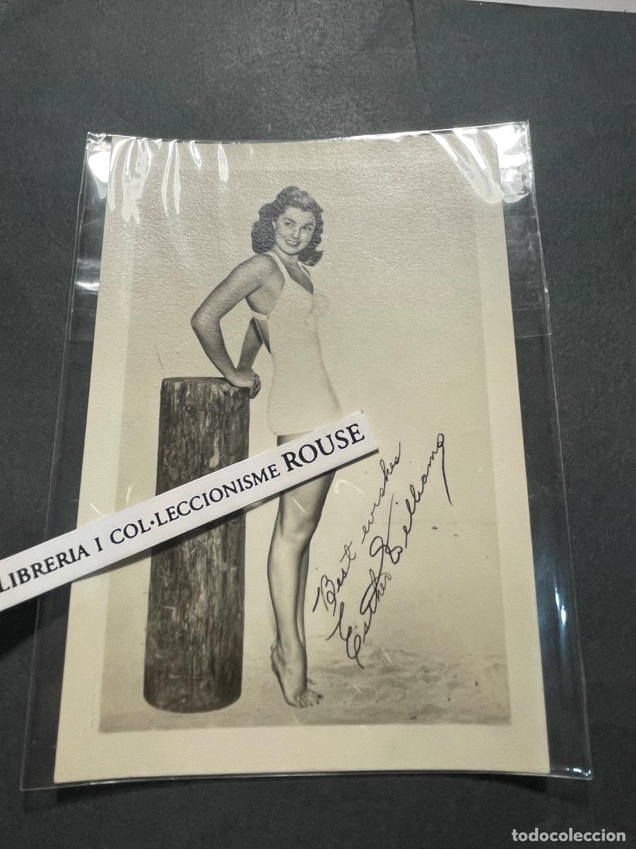 Cinema: ARTISTAS - ANTIGUA FOTOGRAFIA - ESTHER WILLIAMS - FIRMA IMPRESA SOBRE LA FOTOGRAFIA 13X9 CM. CM .