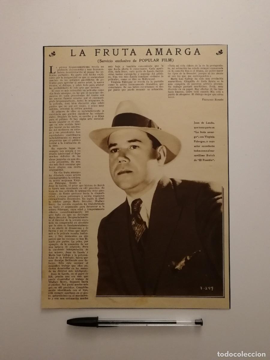 Cine: ANTIGUO ANUNCIO ENCARTONADO - LA FRUTA AMARGA - JUAN DE LANDA - CINE ESPA&Ntilde;OL - Arthur Gregor