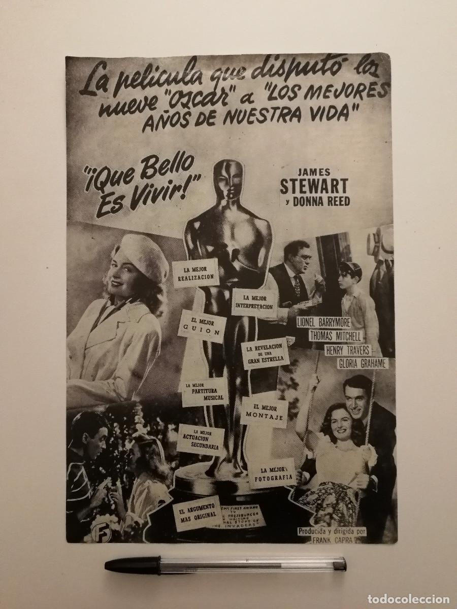Cine: ANTIGUO ANUNCIO ENCARTONADO -A4- QUE BELLO ES VIVIR - JAMES STEWART - DONNA REED