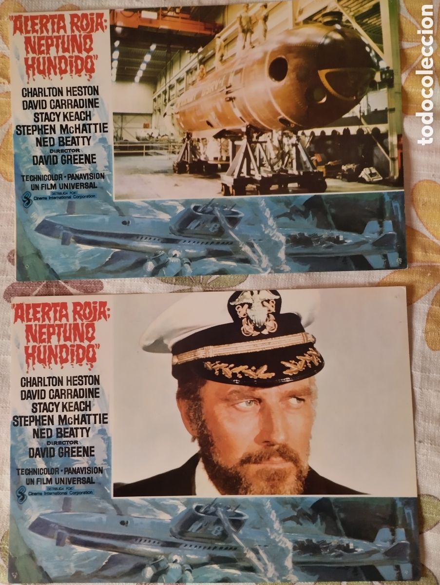 Cine: 10 FOTOCROMOS - ALERTA ROJA NEPTUNO HUNDIDO - CHARLTON HESTON