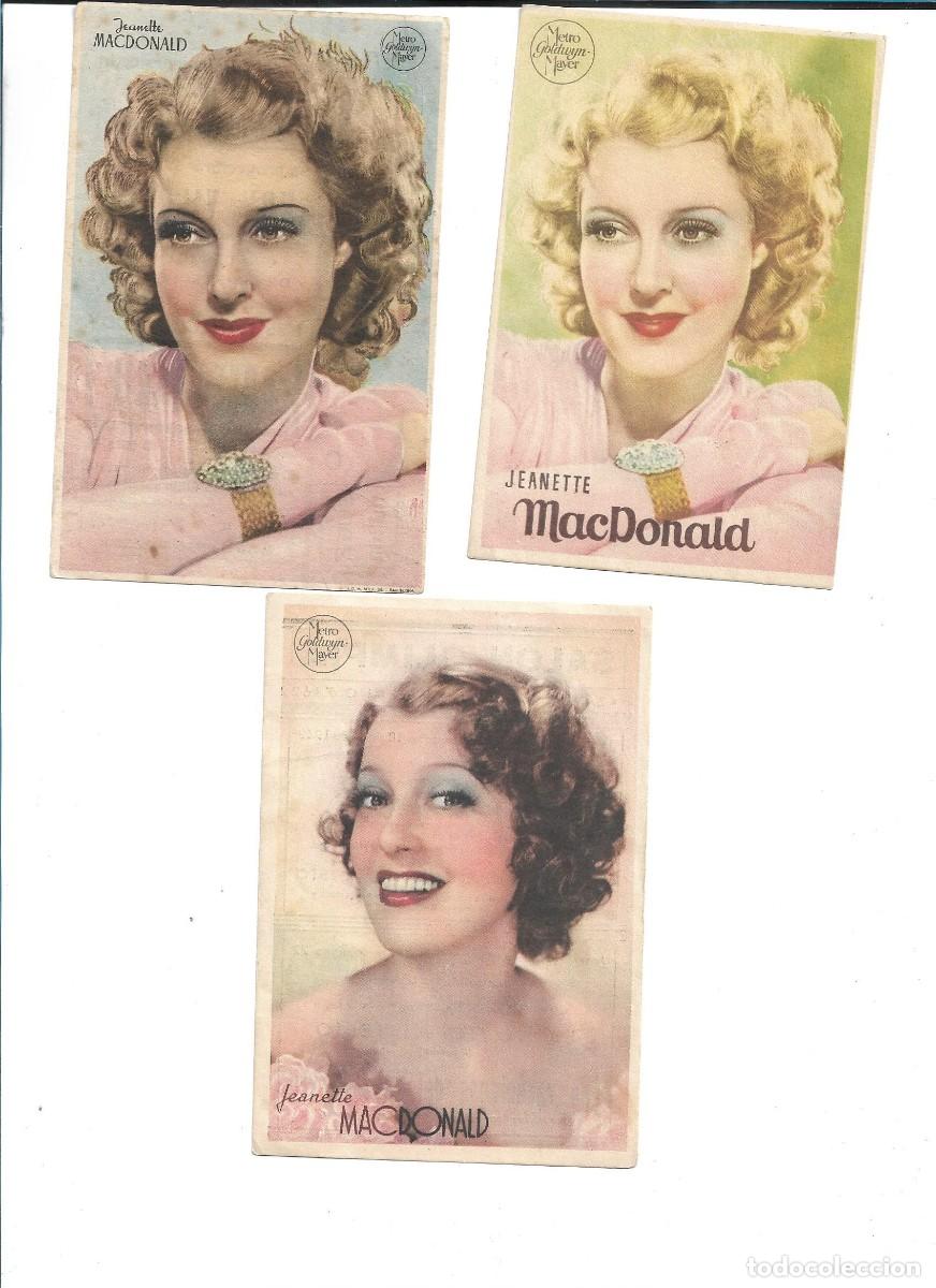 Cinema: JEANETTE MAC DONALD - TRES CROMOS DIFERENTES