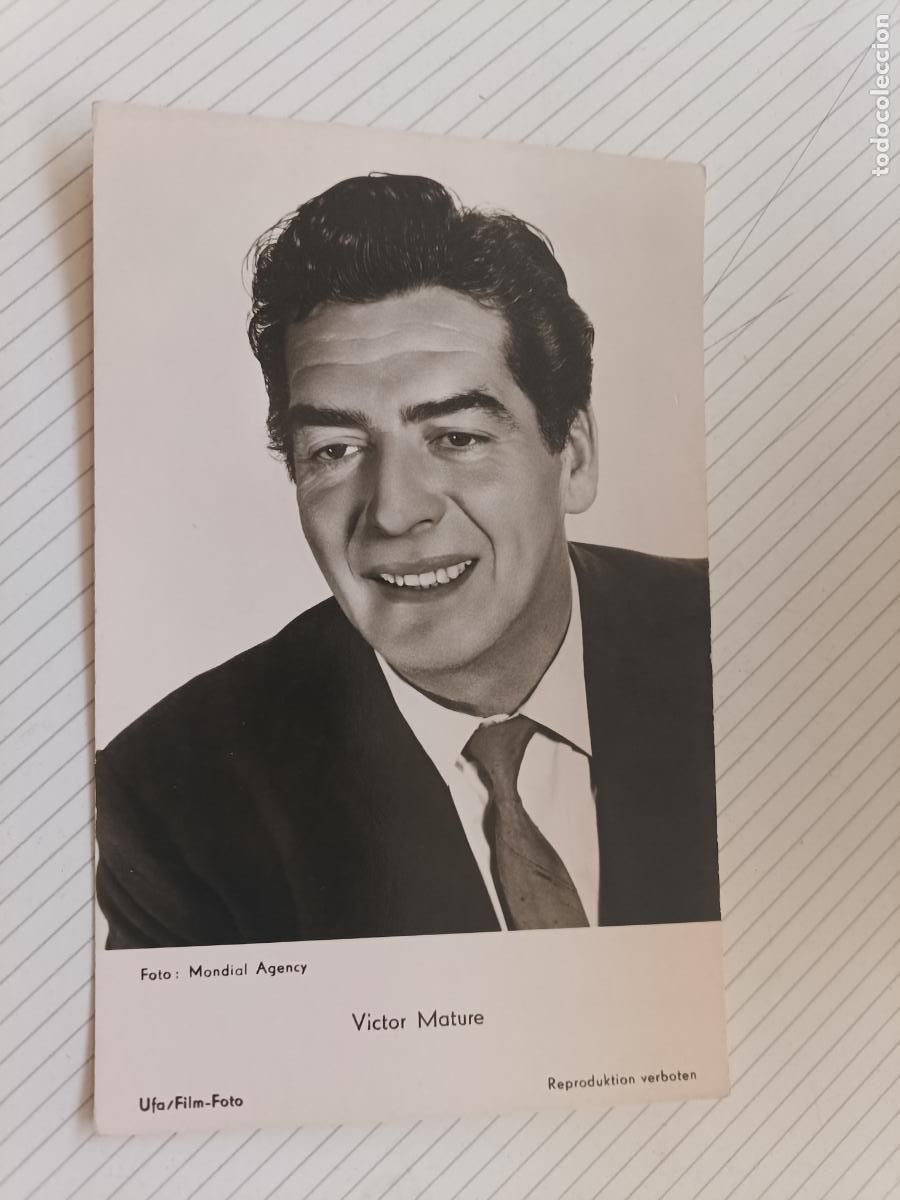 Cine: Victor Mature, postal de cine antigua