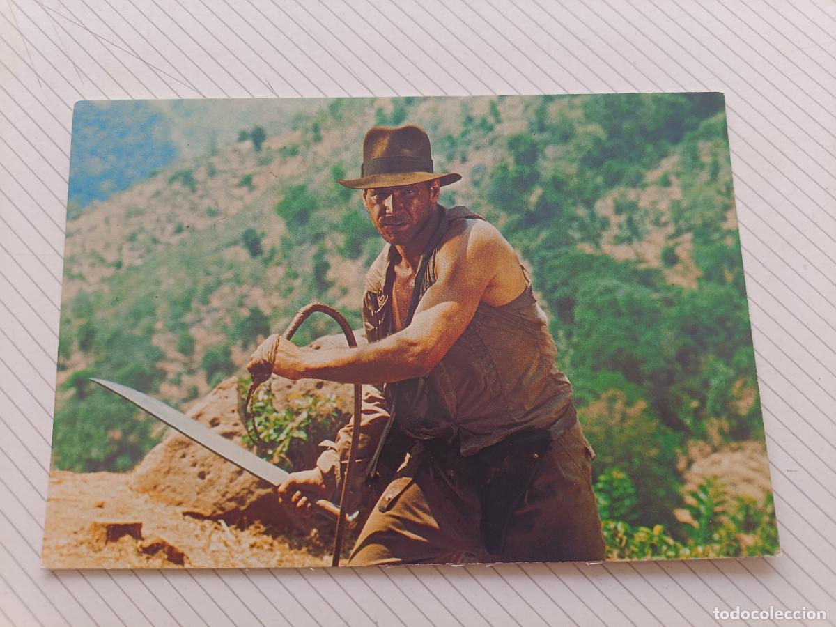 Cine: Harrison Ford en Indiana Jones. Postal original de la &eacute;poca 1984