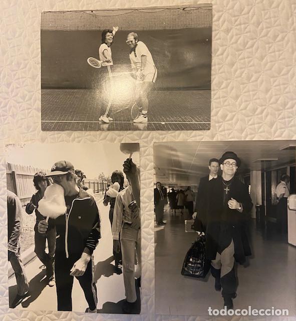 Cine: Elton John : Lot de 3 photos de presse originales N&B Vintage / Billie Jean King ...