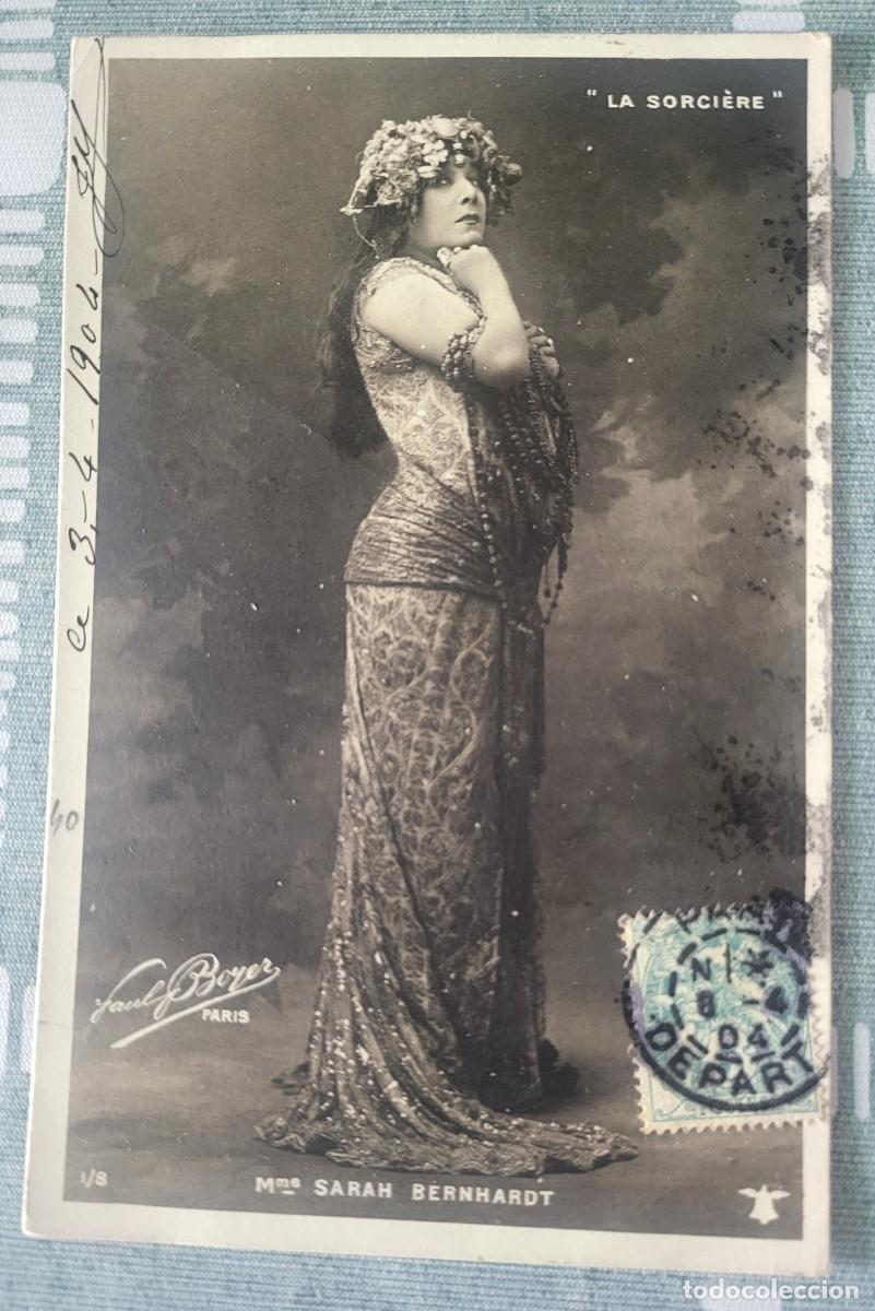 Cine: Sarah Bernhadt postal 9 X 13 ctms. A&ntilde;o 1904.