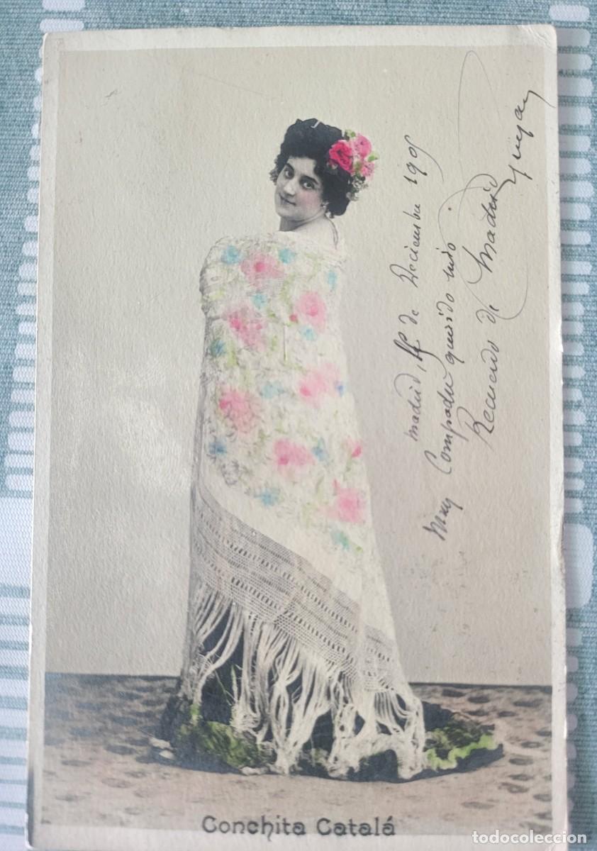 Cine: Conchita Catal&aacute; postal 9 X 13 ctms. A&ntilde;o 1905.