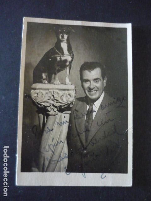 Cine: OLEGARIO ARTISTA A IDENTIFICAR CON PERRO ANTIGUA FOTOGRAFIA CON FIRMA AUTOGRAFO 8 X 12 CM