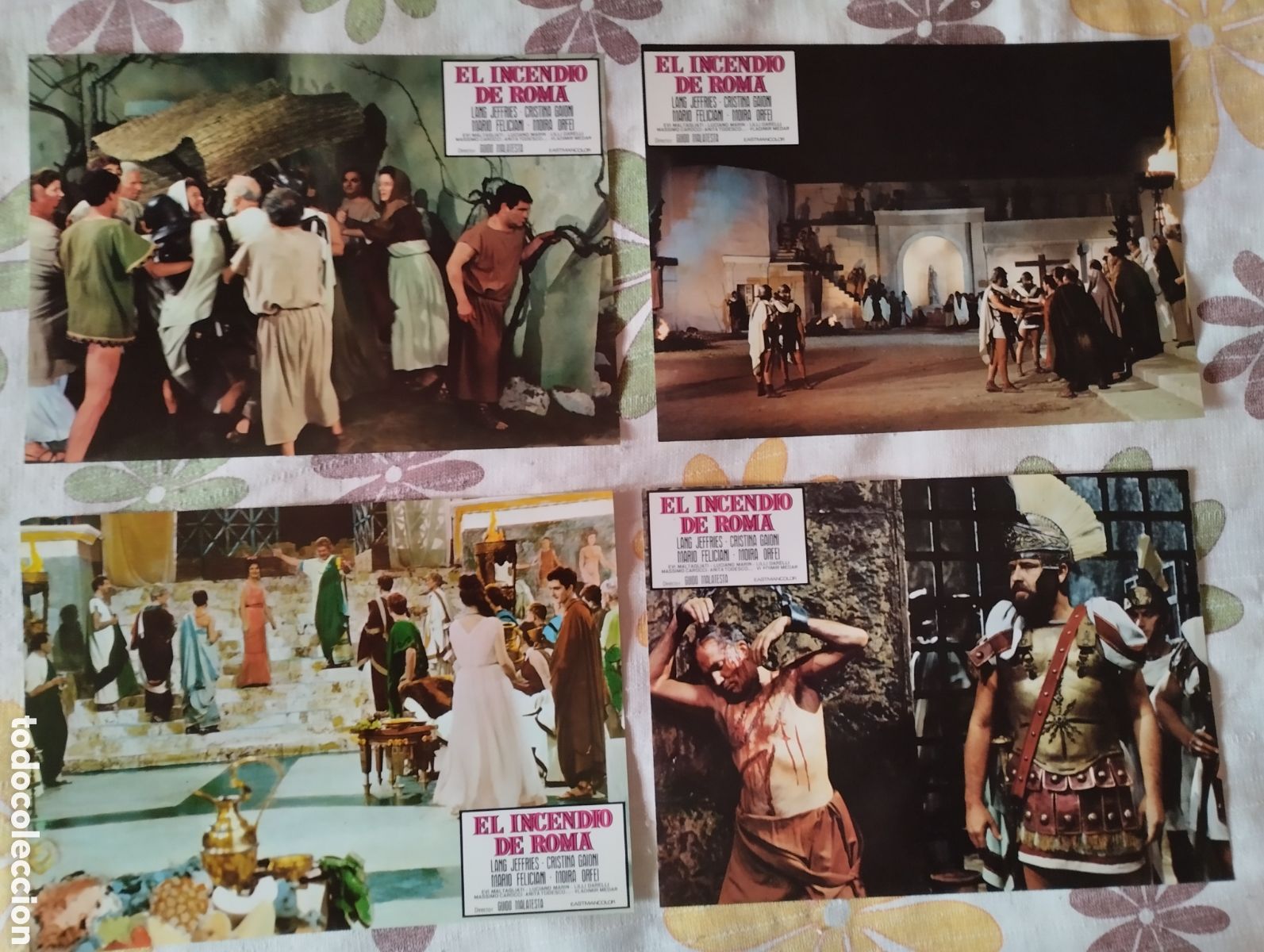 Cine: 12 FOTOCROMOS - EL INCENDIO DE ROMA - SET COMPLETO