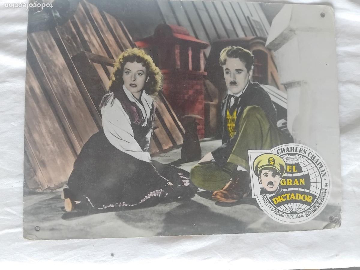 Cine: EL GRAN DICTADOR. CHARLES CHAPLIN. LOBYCARD FOTOCROMO CARTON DURO. 39 X 29 CM.