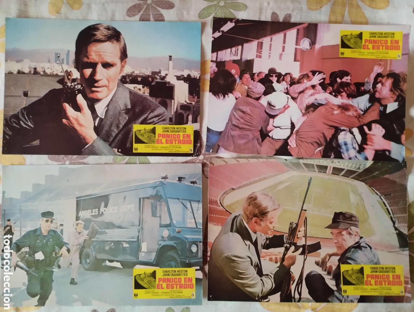 Cine: 12 FOTOCROMOS - P&Aacute;NICO EN EL ESTADIO - SET COMPLETO - CHARLTON HESTON