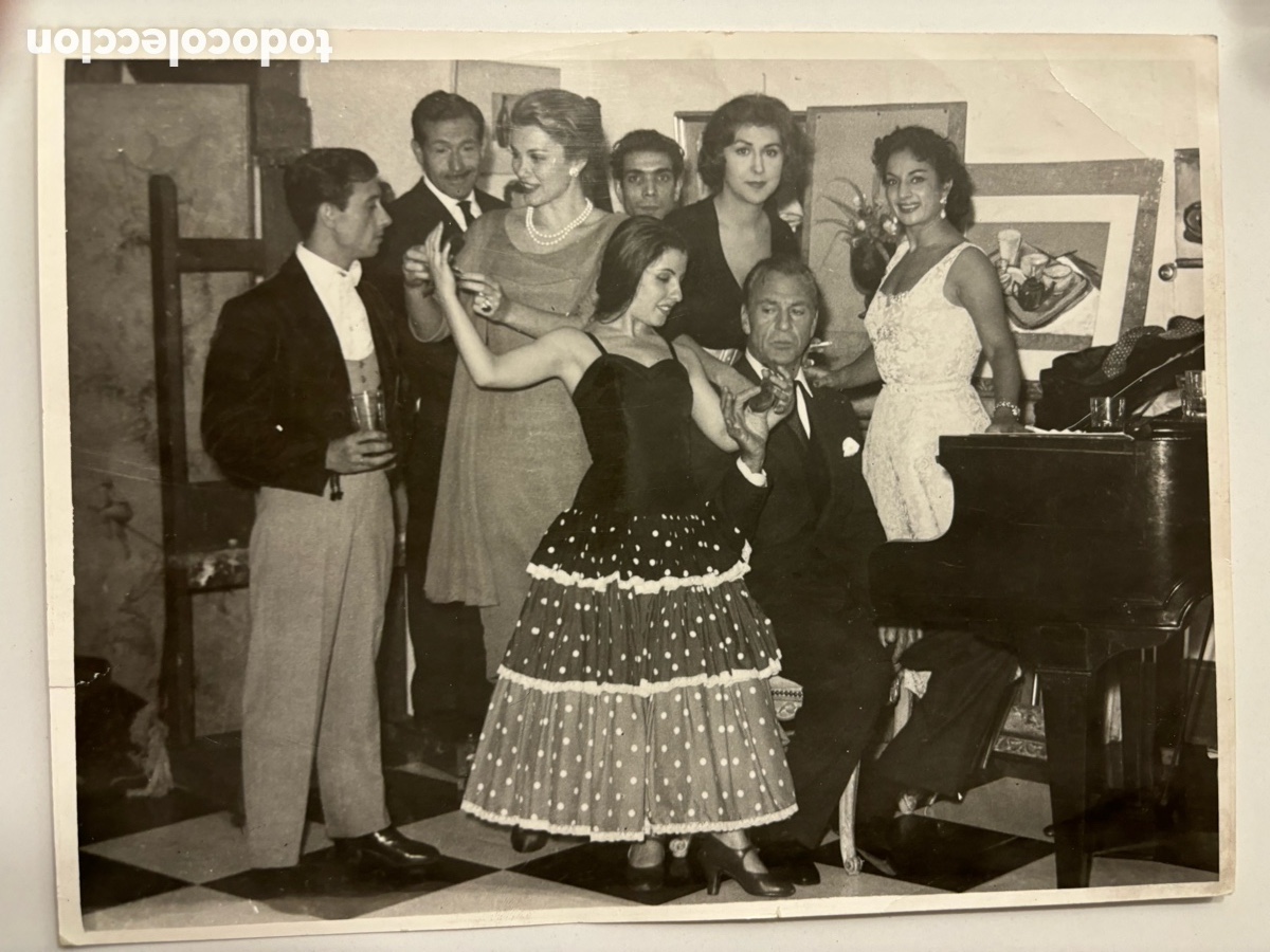 Cinema: Foto original de Lola Flores Gary Cooper linda Christian y el periodista Carlos Sentis M