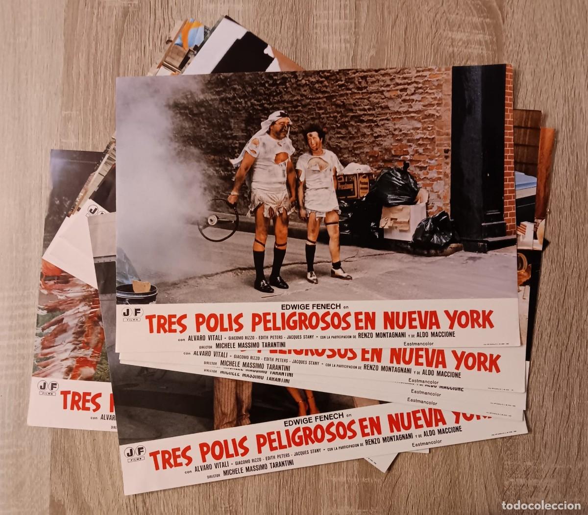 Cinema: SET COMPLETO DE 12 FOTOCROMOS CARTELERA DE CINE TRES POLIS PELIGROSOS EN NUEVA YORK