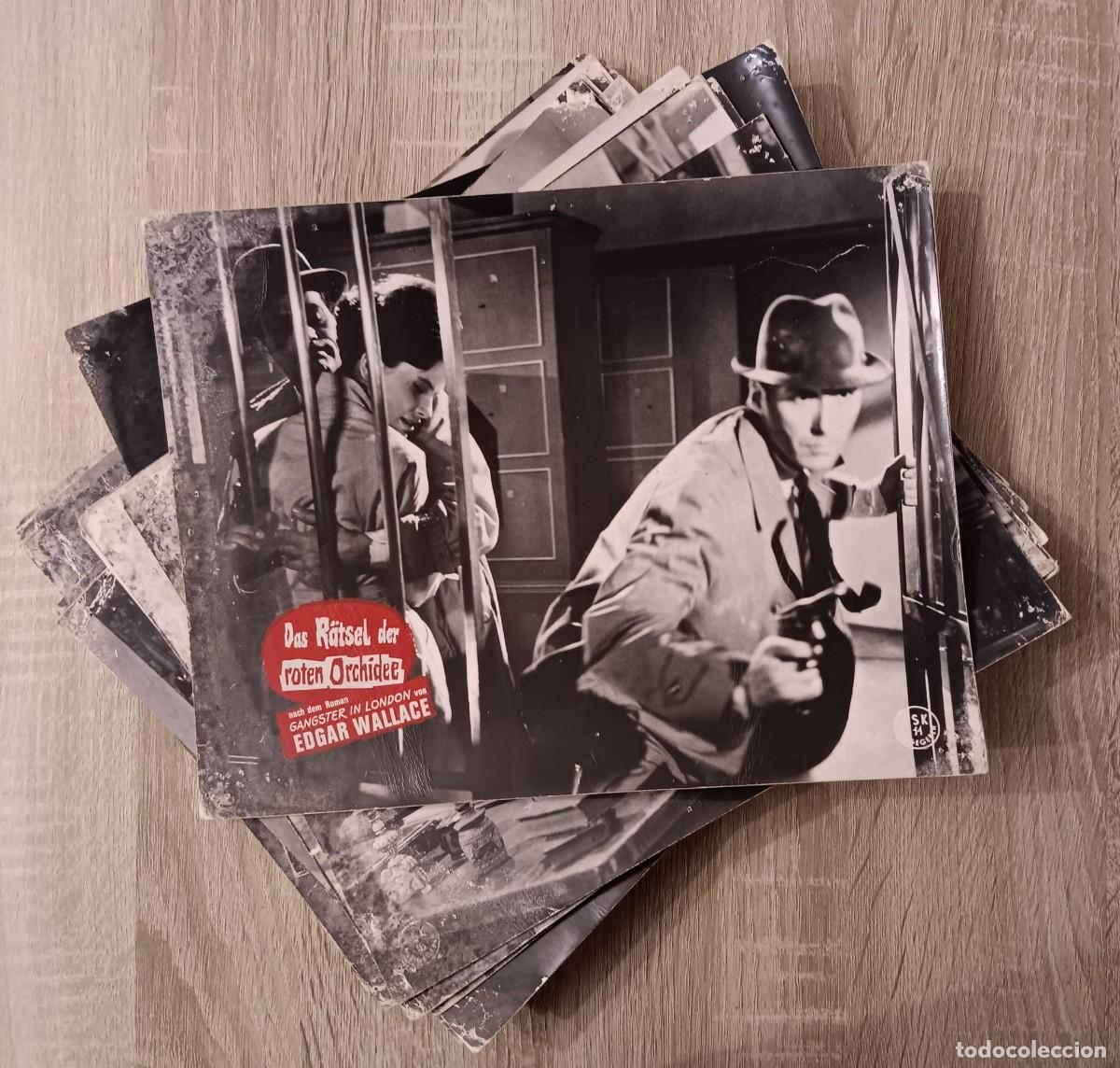 Cine: SET DE 25 FOTOCROMOS CARTELERA CINE DAS RATSEL DER ROTEN ORCHIDEE GANSTERS EN LONDRES EDGAR WALLACE