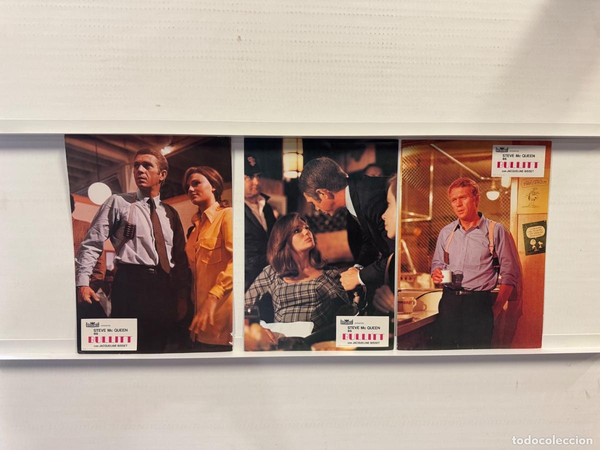 Cine: BULLIT, Steve Mc Queen, Jacqueline Bisset, 3 FOTOCROMOS