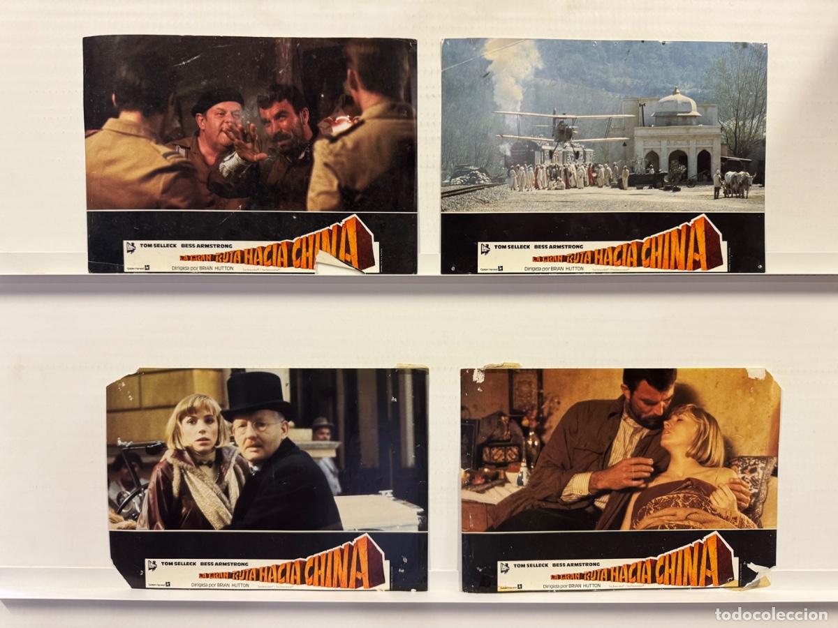Cine: La gran ruta hacia China, Tom Selleck, Bess Armstrong, 4 FOTOCROMOS