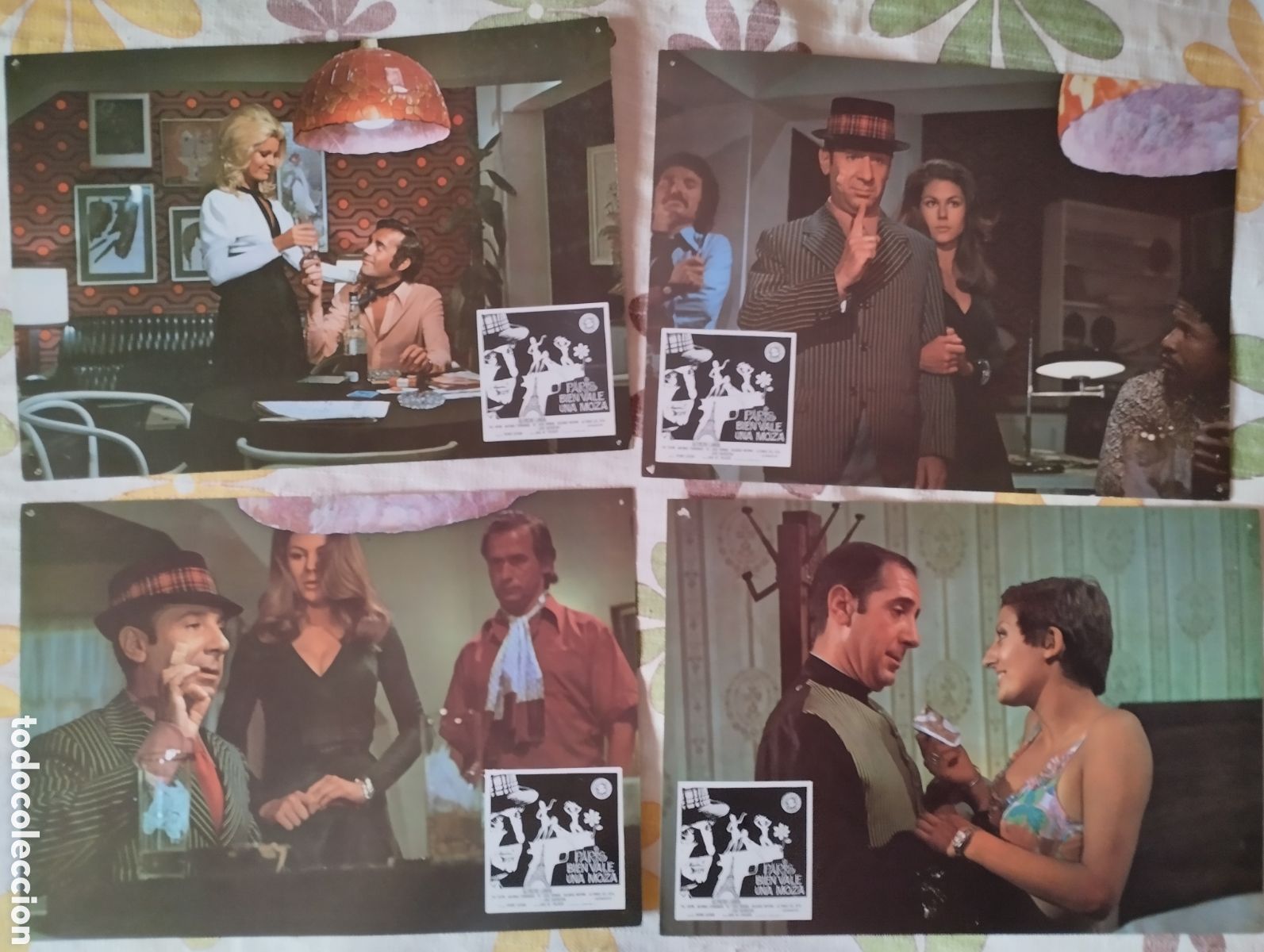 Cine: 12 FOTOCROMOS - PARIS BIEN VALE UNA MOZA - SET COMPLETO - ALFREDO LANDA