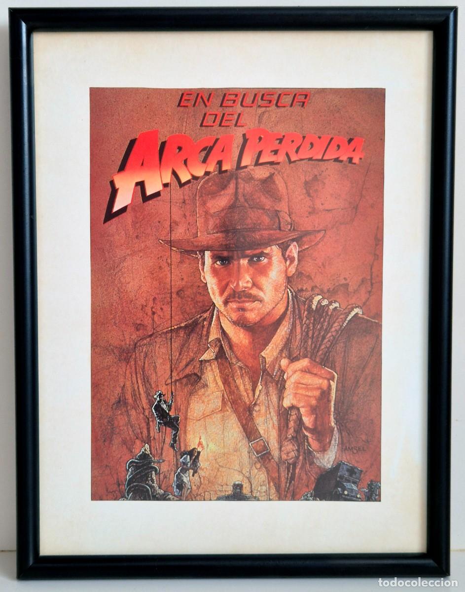 Cine: Cartel enmarcado de Richard Amsel para la pel&iacute;cula &rdquo;En busca del arca perdida&rdquo;. Harrison Ford