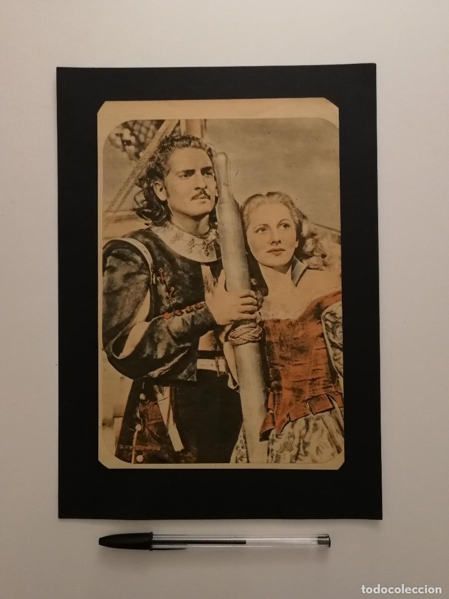 Cine: ANTIGUA LAMINA ACARTONADA - EL PIRATA Y LA DAMA - JOAN FONTAINE - Arturo de C&oacute;rdova