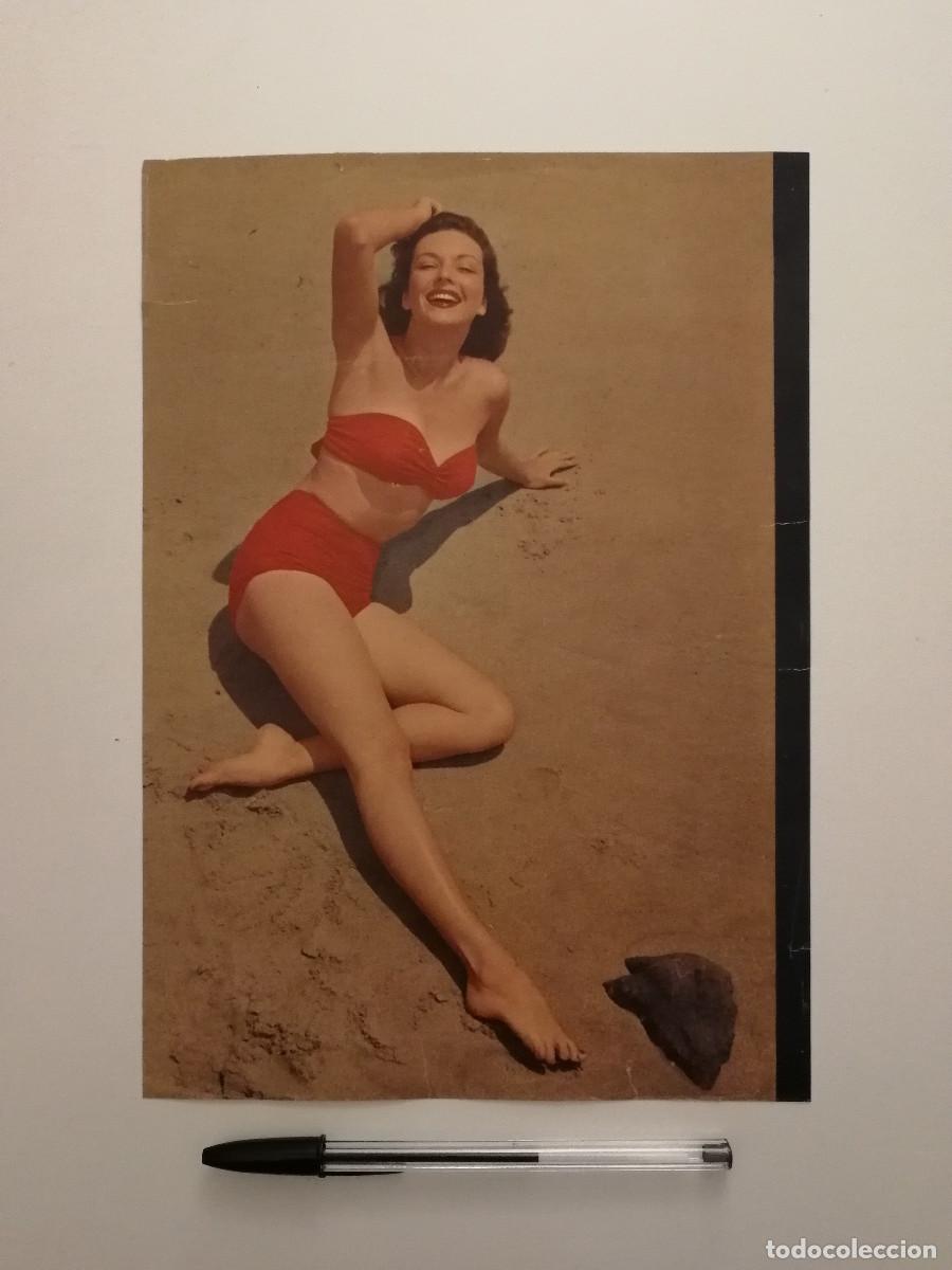 Cine: ANTIGUO ANUNCIO ENCARTONADO -A4- ACTRIZ A&Ntilde;OS 40 - BA&Ntilde;ADOR PLAYA CINE