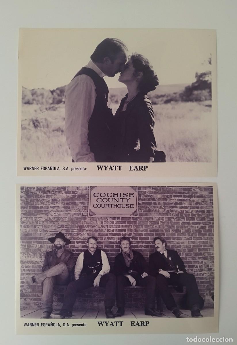 Cine: Wyatt Earp (1994) 2 Fotograf&iacute;as / Fotocromos Originales Kevin Costner, Dennis Quaid - Western