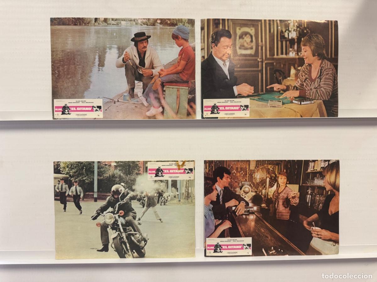Cinema: Alias el gitano, Alain Delon, Paul Meurisse, 4 FOTOCROMOS