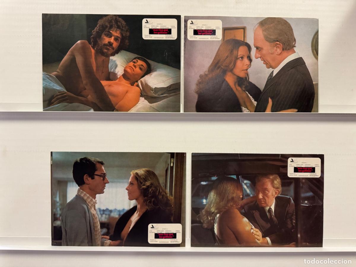 Cin&eacute;ma: Mas fina que las gallinas, Jose Sacristan, Teresa Gimpera, 4 FOTOCROMOS