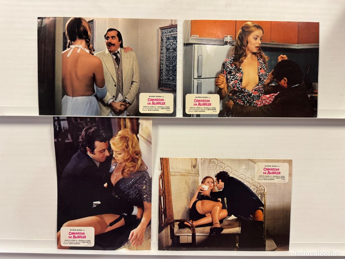 Cine: Camarera en Alquiler, Gloria Guida, Rosella Como, 4 FOTOCROMOS
