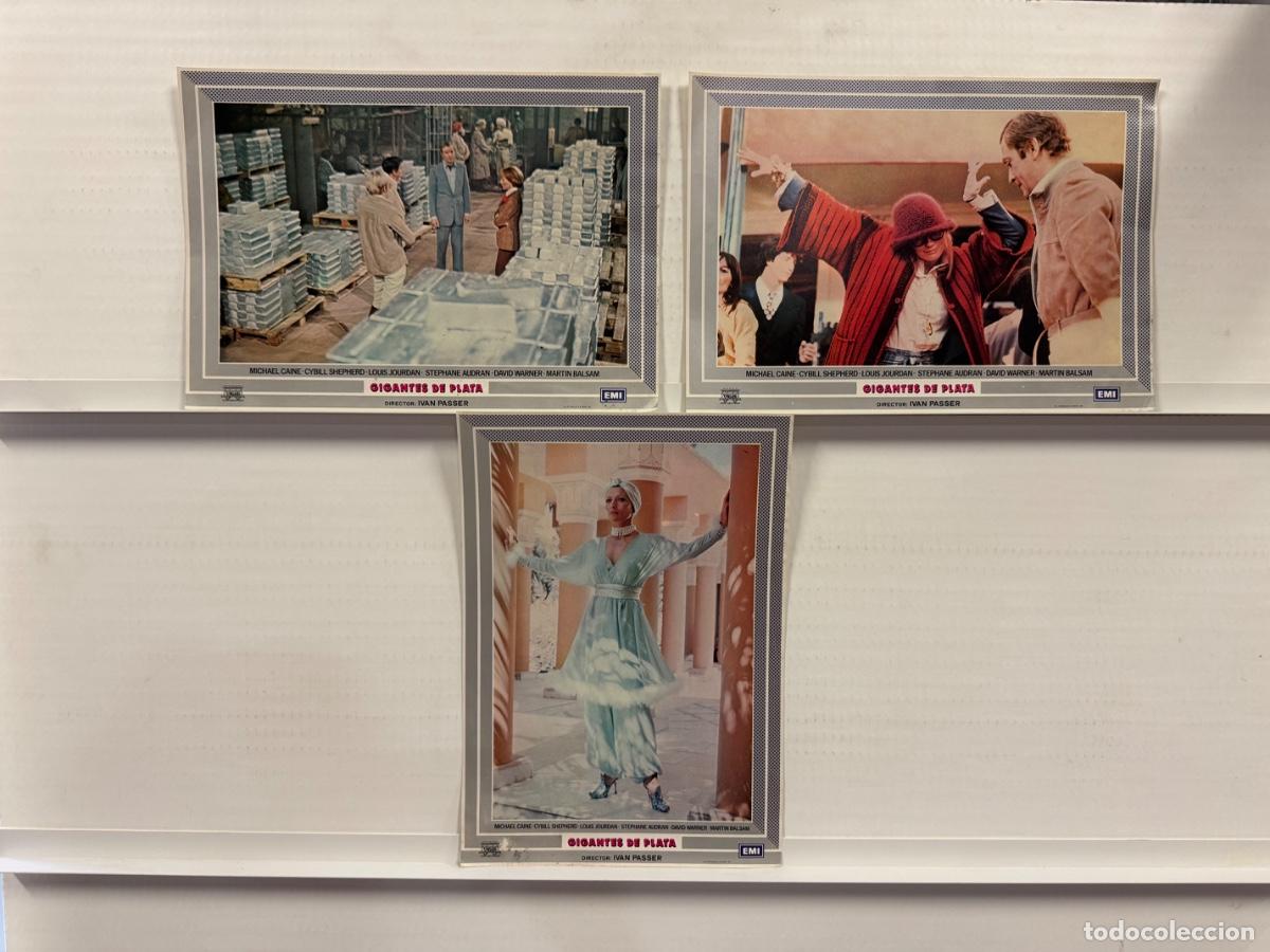 Cine: Gigantes de plata, Michael Caine, Louis Jourdan, 3 FOTOCROMOS