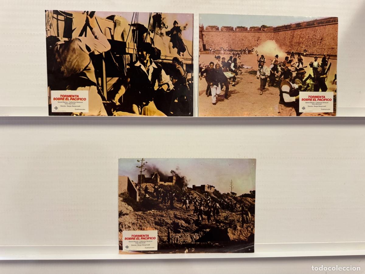 Cine: Tormenta sobre el pacifico, Gerard Barray, Elsa Martinelli, 3 FOTOCROMOS