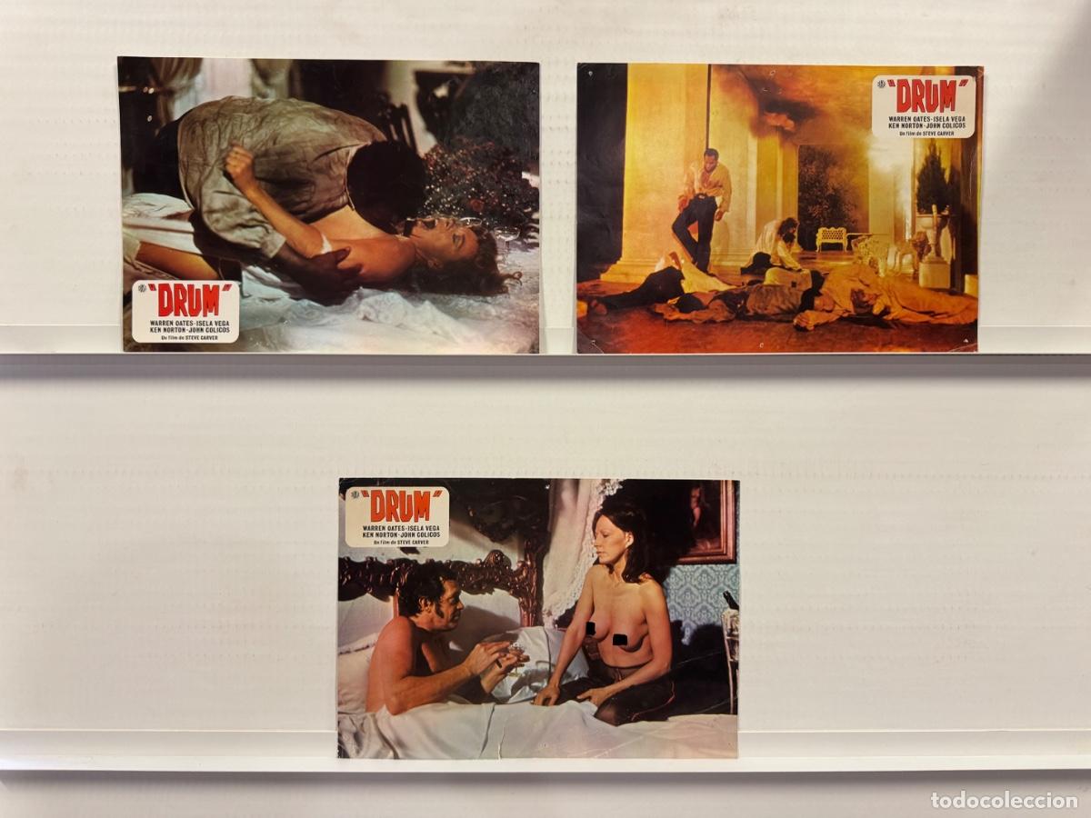 Cine: Drum, Warren Oates, Isela Vega, 3 FOTOCROMOS