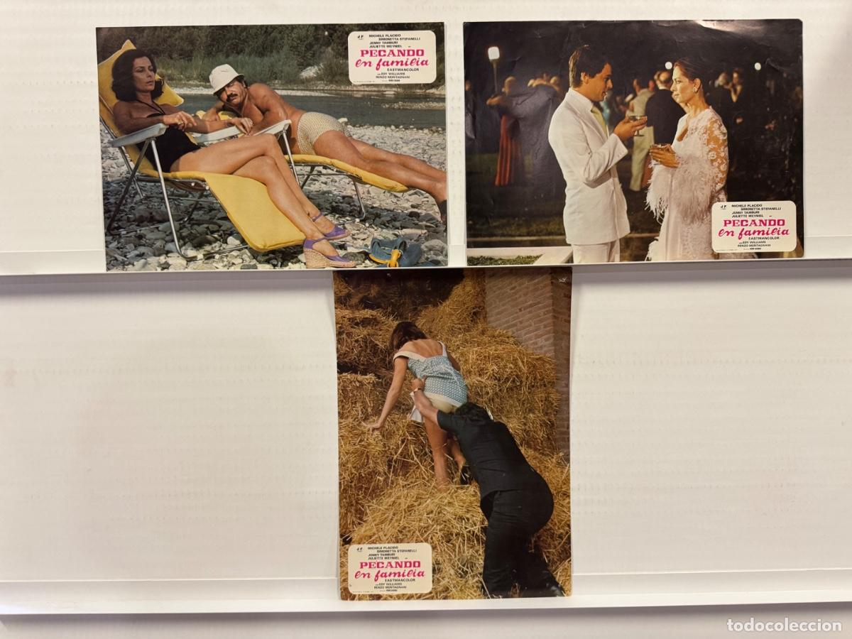 Cine: Pecando en familia, Michele Placido, Jenny Tamburi, 3 FOTOCROMOS
