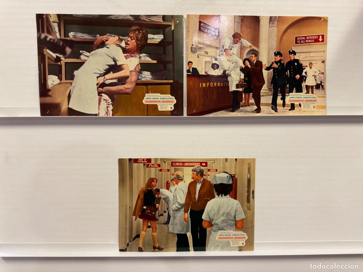 Cine: Diagnostico Asesinato, James Coburn, Jennifer O&rsquo;Neil, 3 FOTOCROMOS