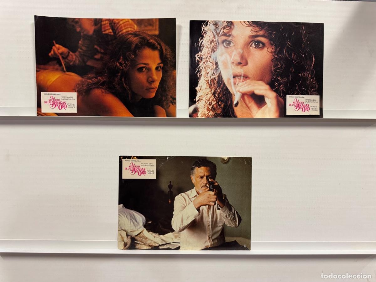 Cine: La muchacha de las bragas de oro, Victoria Abril, Lautaro Murua, 3 FOTOCROMOS