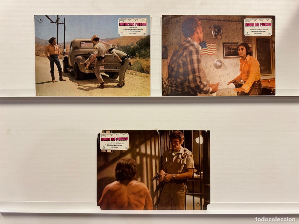 Cine: Nube de fuego, Victor Mohica, Ralph Meeker, 3 FOTOCROMOS