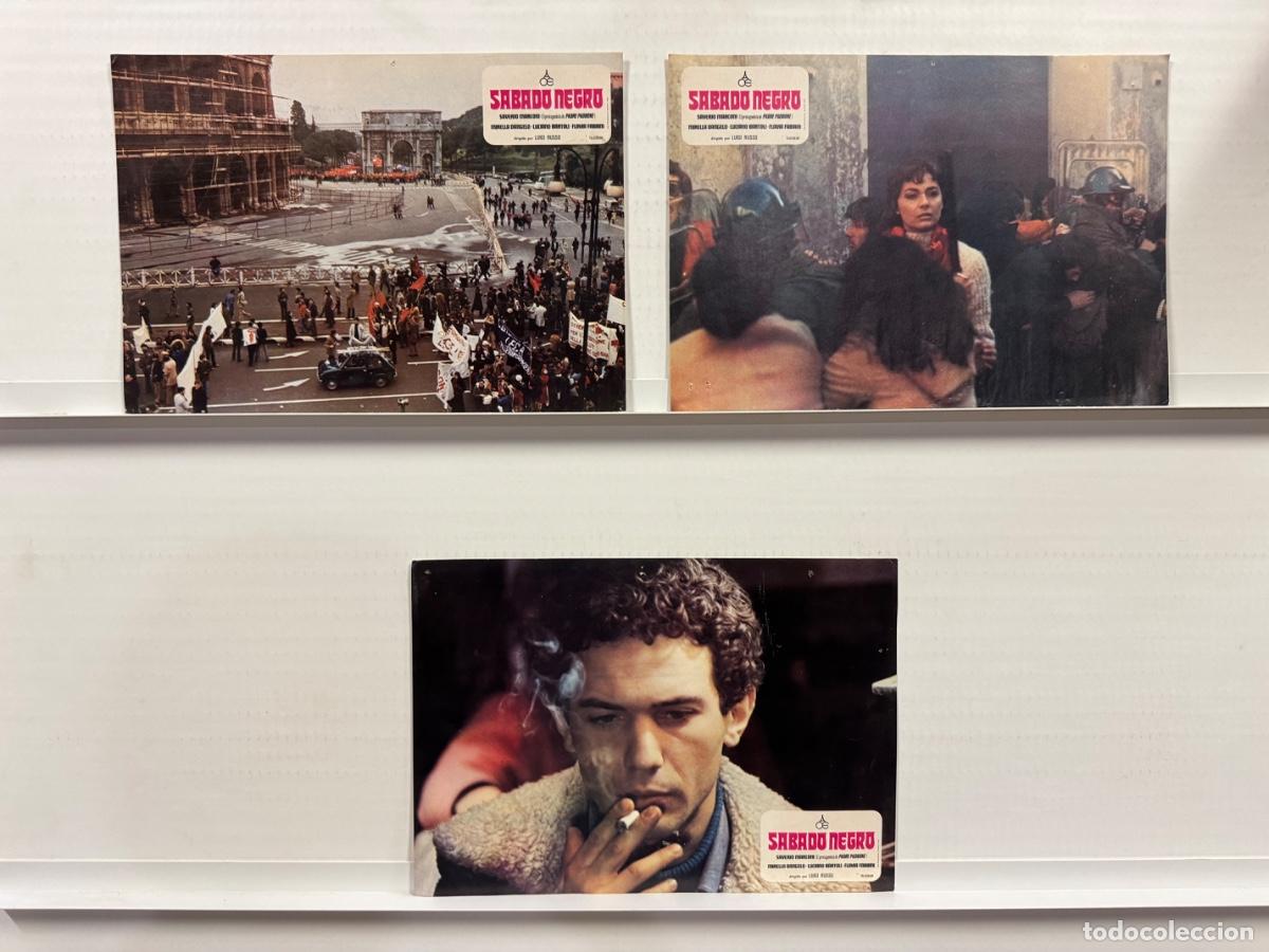Cine: Sabado negro, Saverio Marconi, Mirella Dangelo, 3 FOTOCROMOS