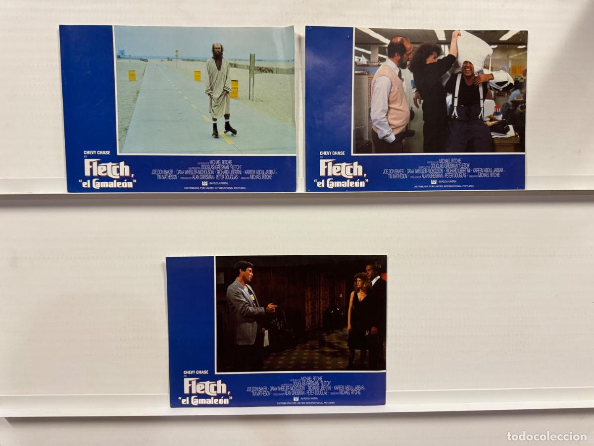 Cine: Fletch el camaleon, Chevy Chase, Richard Libertini, 3 FOTOCROMOS