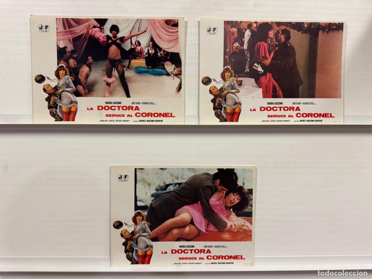 Cine: La doctora seduce al coronel, Nadia Cassini, Lino Banfi, 3 FOTOCROMOS