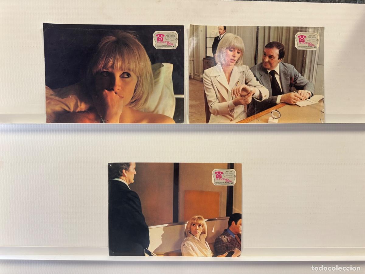 Cine: El telefono rosa, Mireille Darc, Michel Lonsdale, 3 FOTOCROMOS