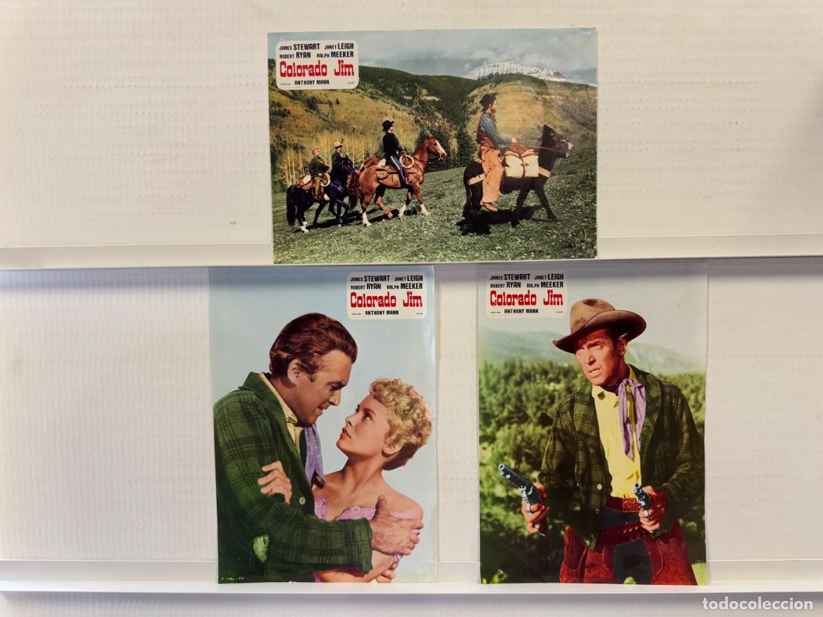 Cine: Colorado Jim, James Stewart, Robert Ryan, 3 FOTOCROMOS