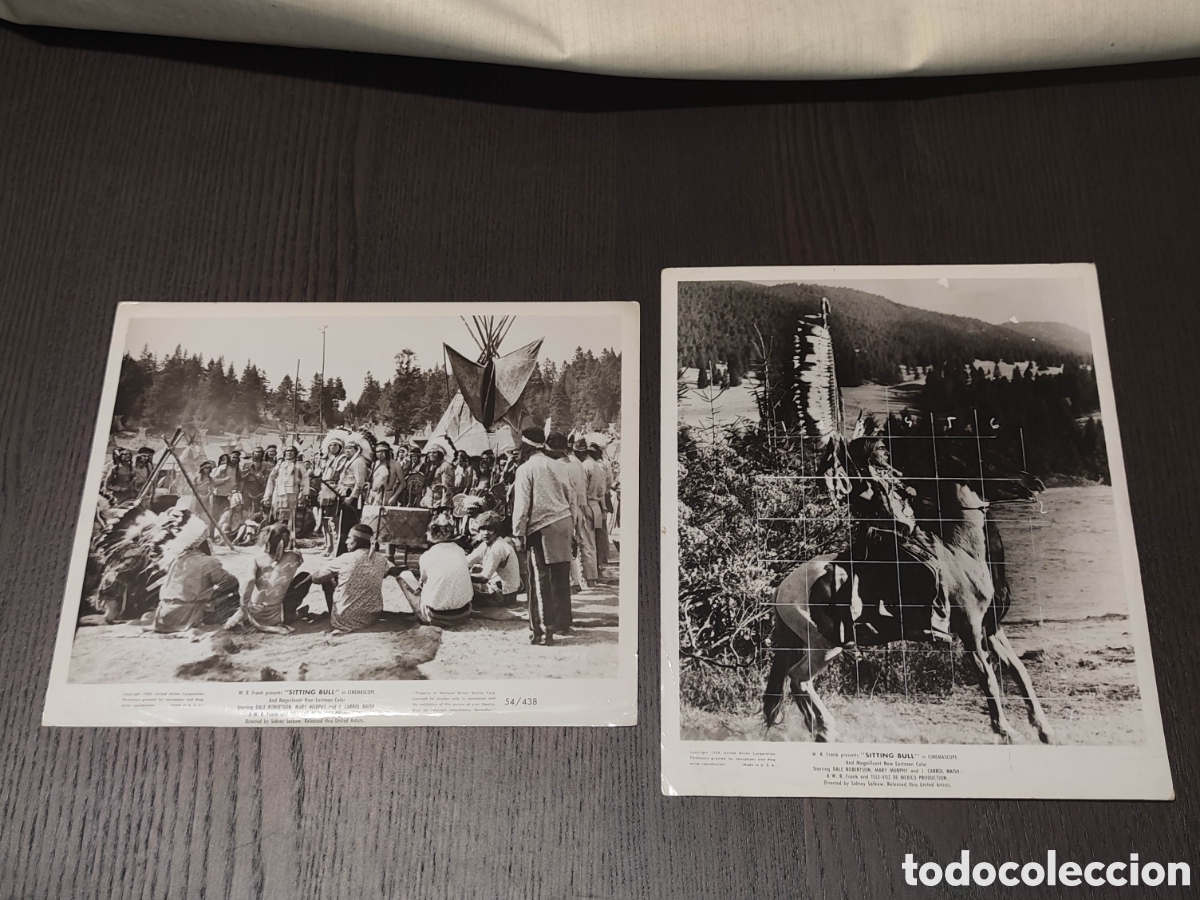 Cine: 2 Fotos - Sitting Bull, casta de guerreros - 1954 - Original de distribuidora - Sidney Salkow