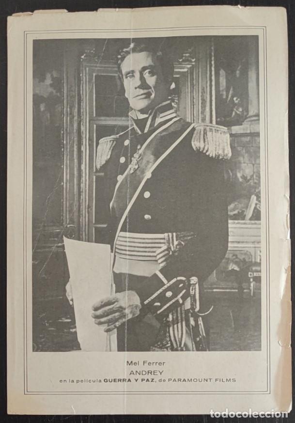 Cine: HOJA CON FOTO DE MEL FERRER, ANDREY, PELICULA GUERRA Y PAZ, A&Ntilde;OS 50