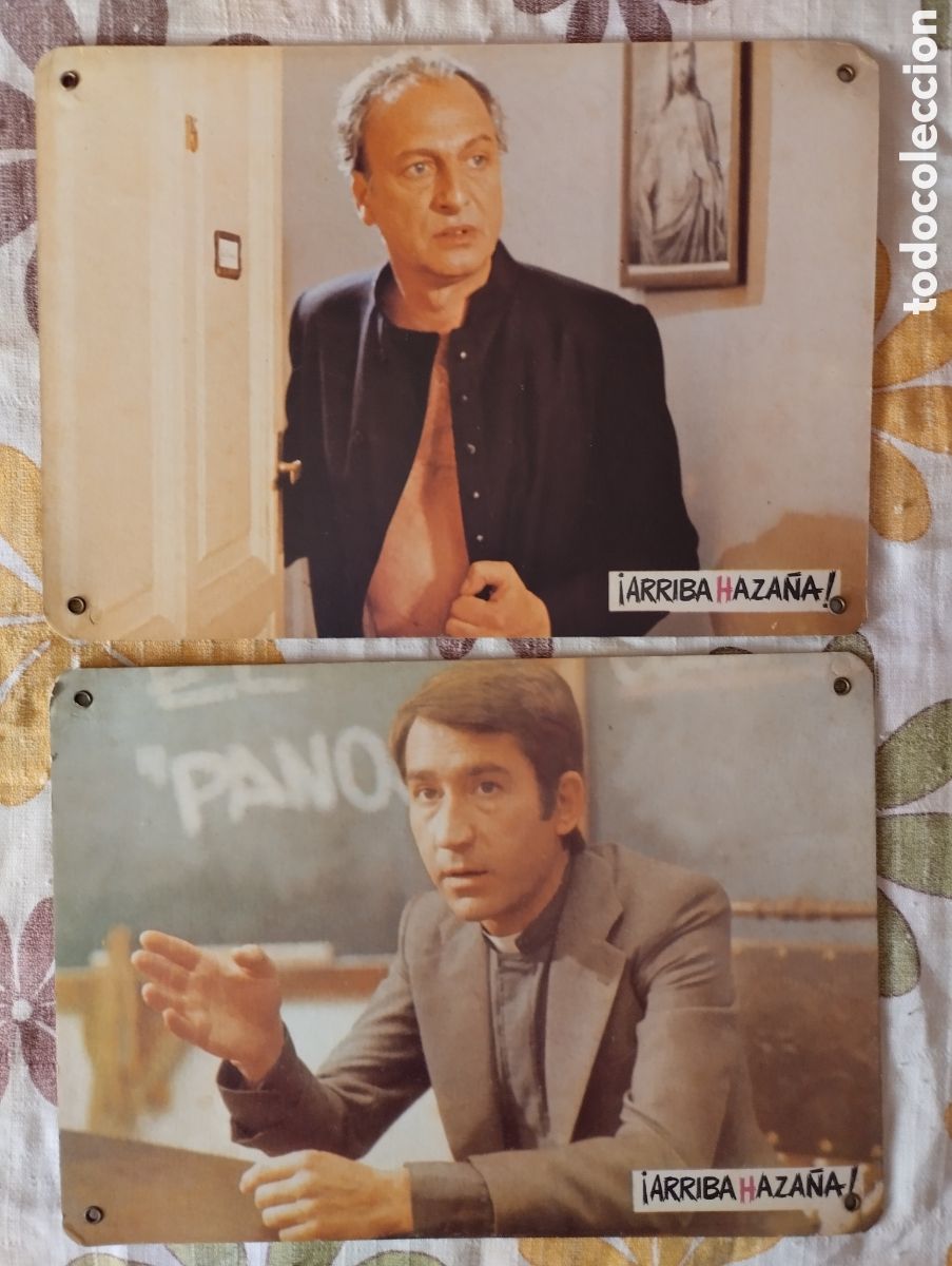 Cine: 12 FOTOCROMOS DE CARTON DURO - ARRIBA AZA&Ntilde;A - SET COMPLETO