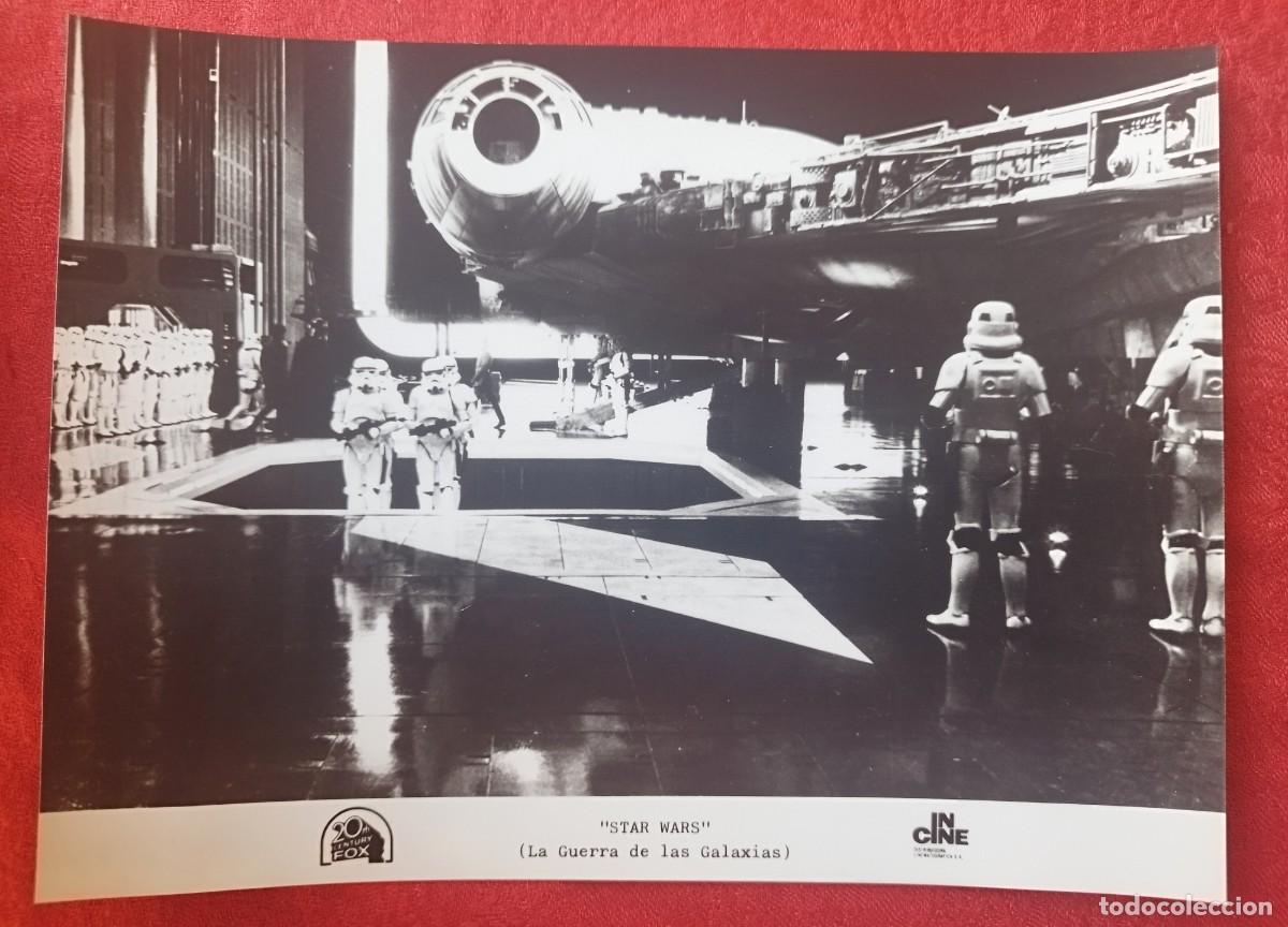Cine: La Guerra de las Galaxias STAR WARS 1977 Foto Prensa Original Halc&oacute;n Milenario Estrella de la muerte