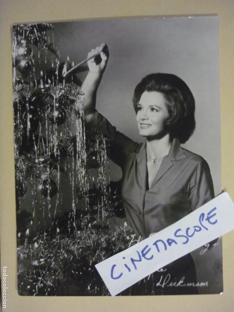 Cine: angie dickinson - foto original b/n - america actress - arbol navidad christmas tree