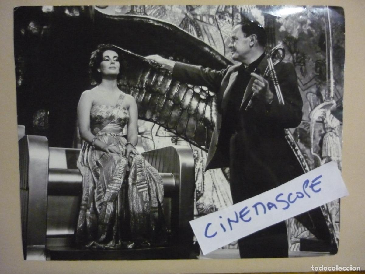 Cine: cleopatra - foto original b/n - elizabeth taylor joseph l. mankiewicz - rodaje film