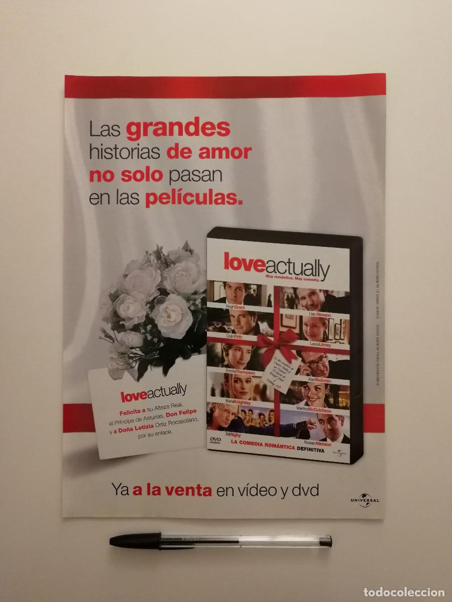 Cine: ANTIGUO ANUNCIO ACARTONADO -A4- LOVE ACTUALLY - Keira Knightley - Hugh Grant - PUBLICIDAD LAMINA