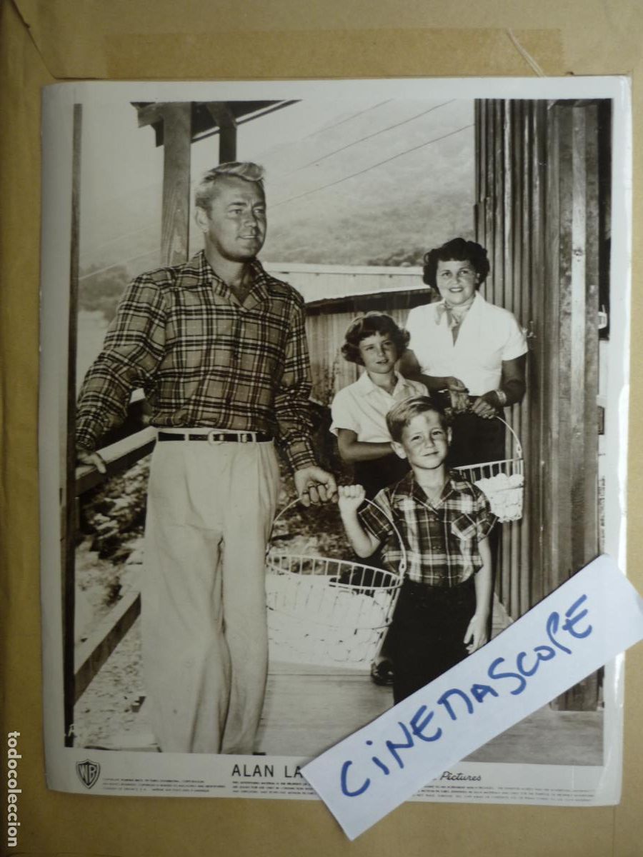 Cine: alan ladd - foto original b/n - warner bros - escena familiar