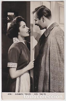 Cine: ELIZABETH TAYLOR y DON TAYLOR (postal original de los a&ntilde;os 50)