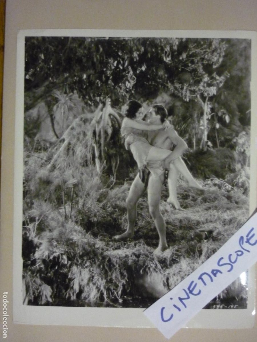 Cine: tarzan de los monos - foto b/n original - Johnny Weissmuller Maureen O'Sullivan
