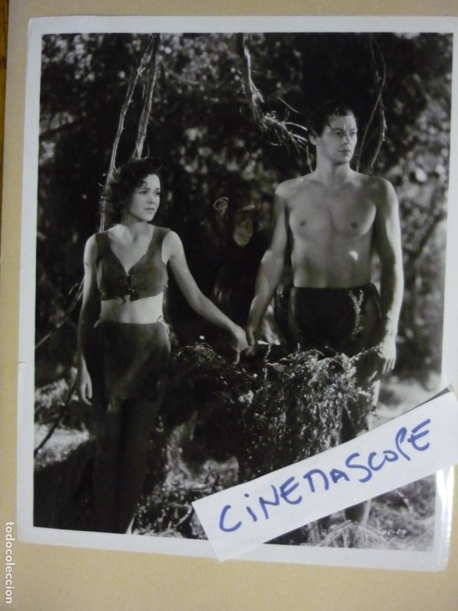 Cine: tarzan ys u compa&ntilde;era - foto b/n original - Johnny Weissmuller Maureen O'Sullivan